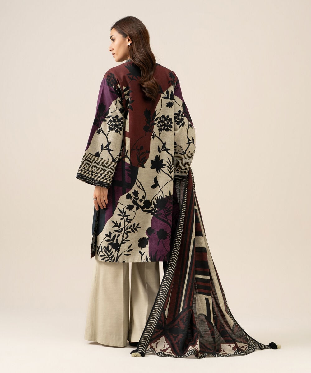 Women's Unstitched Light Khaddar Printed Multi 3 Piece Suit