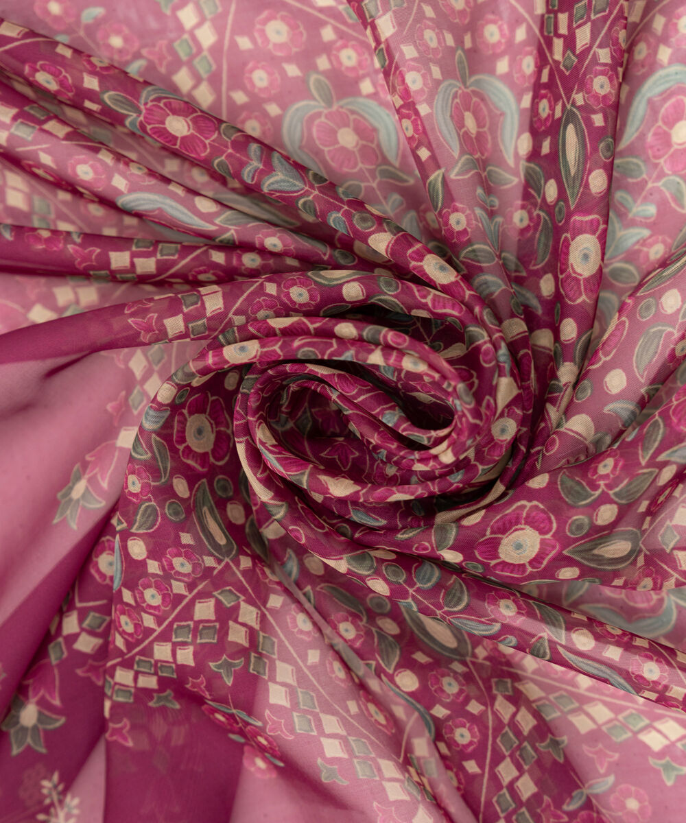 Blended Tissue Printed Maroon Dupatta