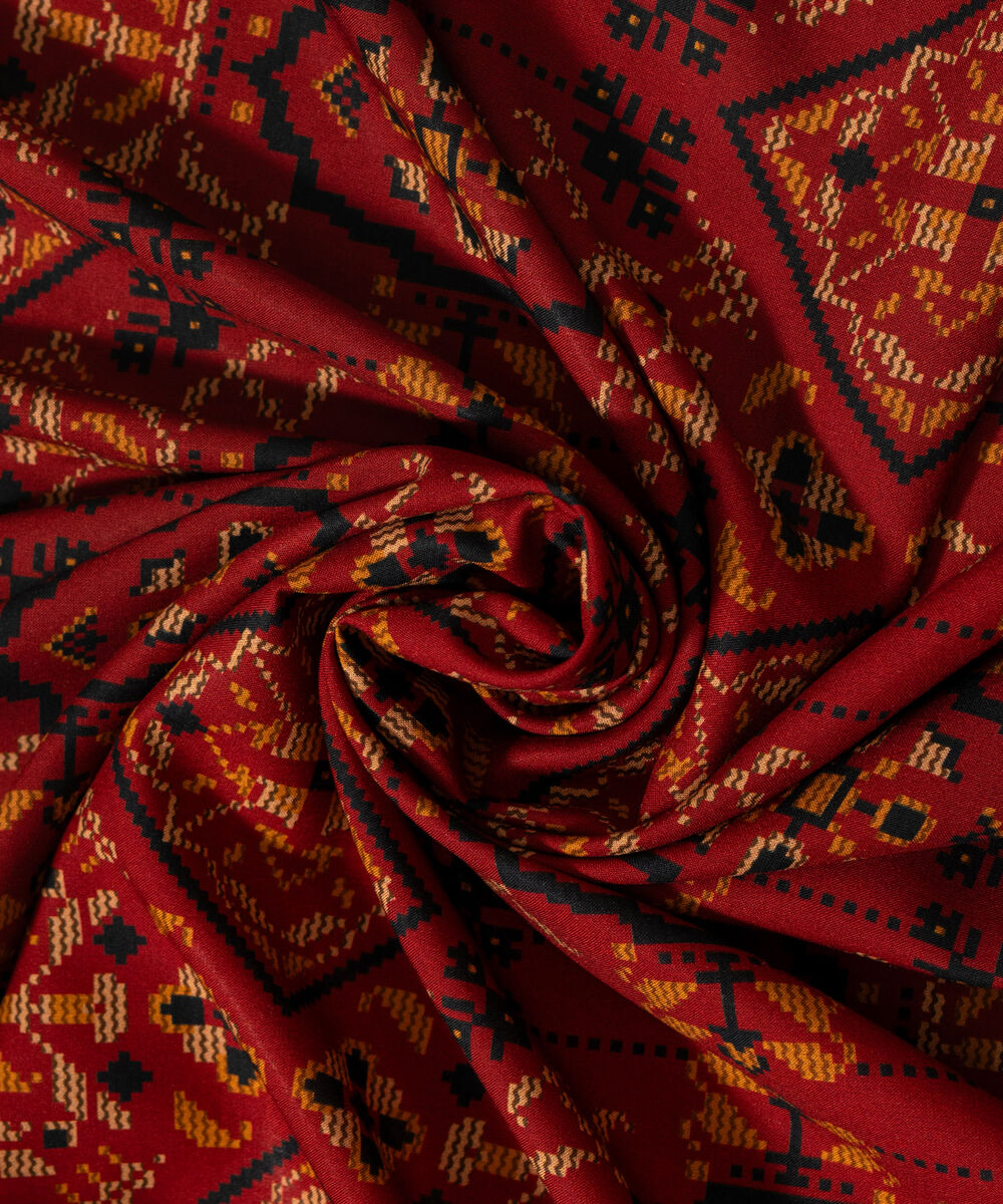 Women's RTW Viscose Linen Printed Maroon Dupatta
