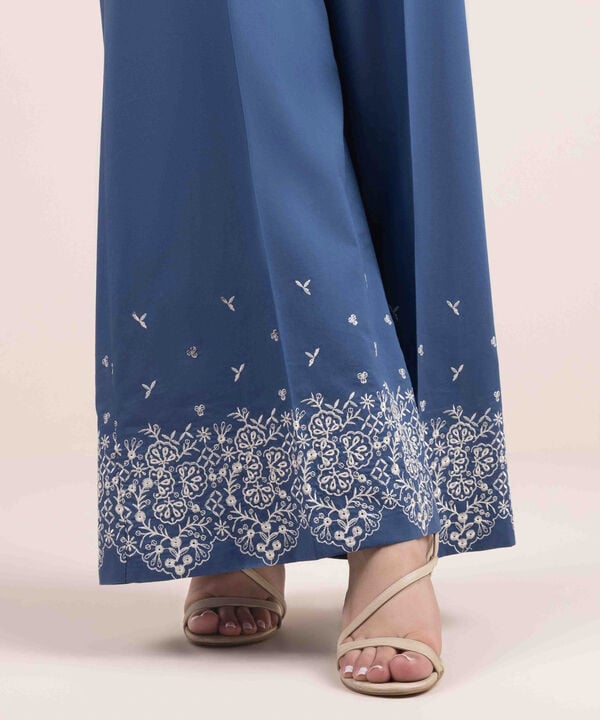 Embroidered Cambric Flared Pants null