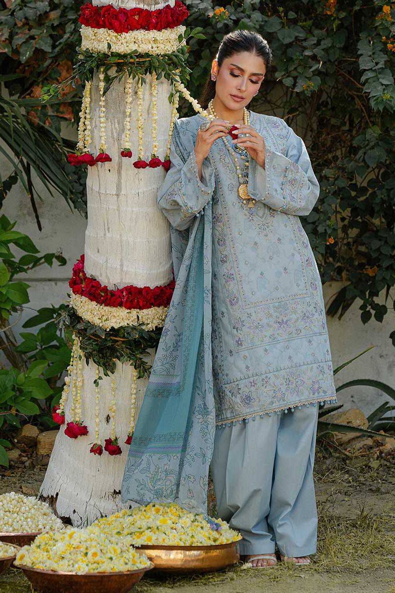 3 Piece - Embroidered Cotton Jacquard Suit