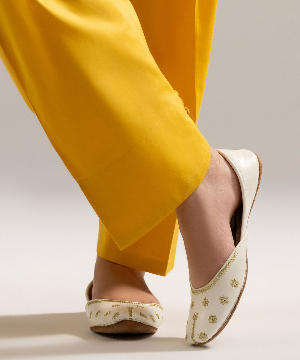 Women's RTW Cambric Solid Yellow Skinny Shalwar