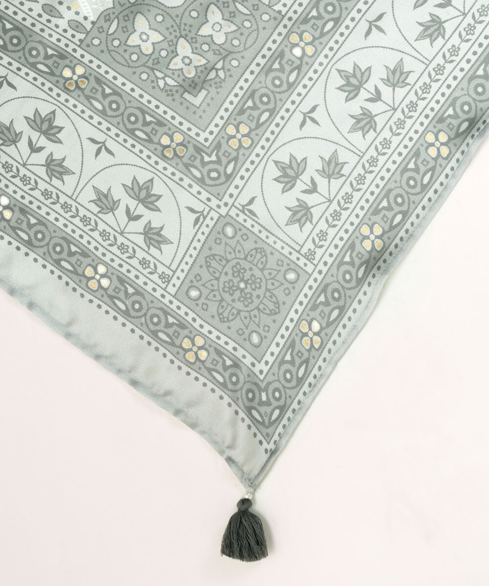Foil Silk Printed Grey Dupatta