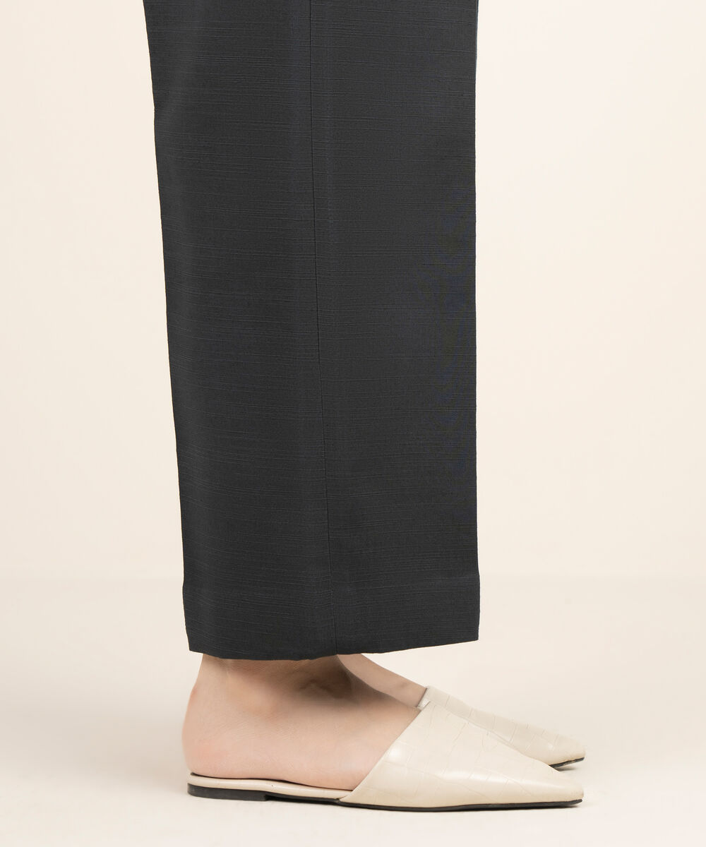 Women's Khaddar Printed Black Unstitched Trousers Fabric