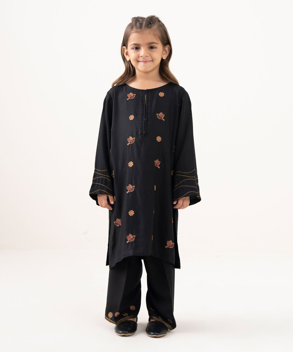 Girls Bedford Embroidered Black 2 Piece Suit