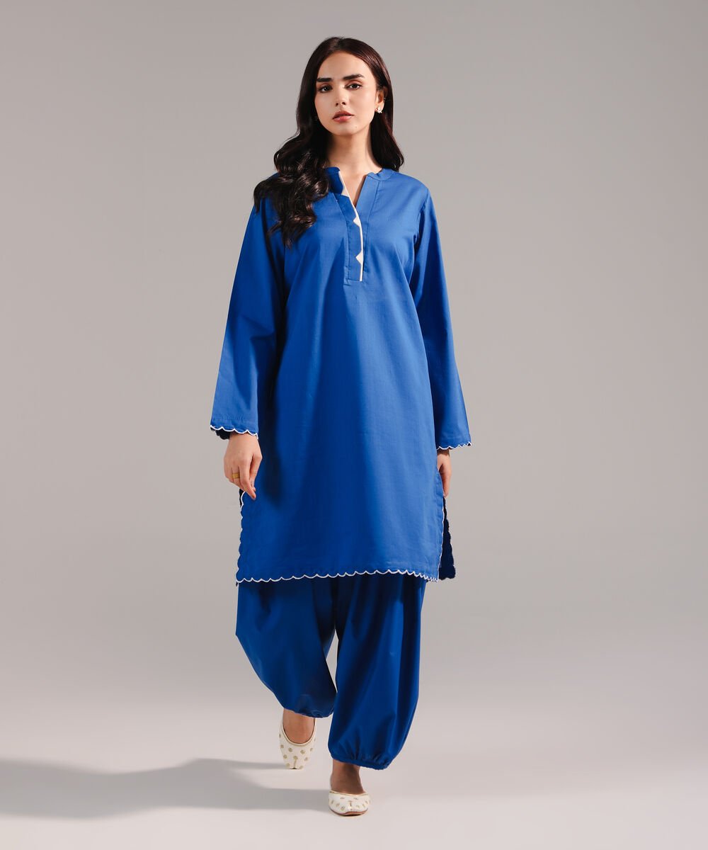 Women's RTW Crosshatch Solid Dark Blue Straight Shirt