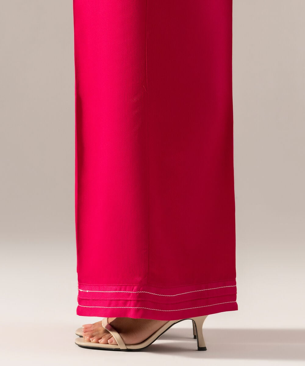 Women's RTW Solid Pink Bedford Flared Pants
