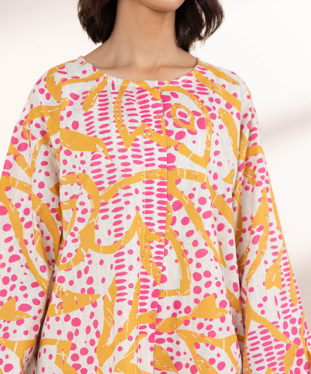 Women's RTW Textured Lawn Multi Printed Boxy Shirt