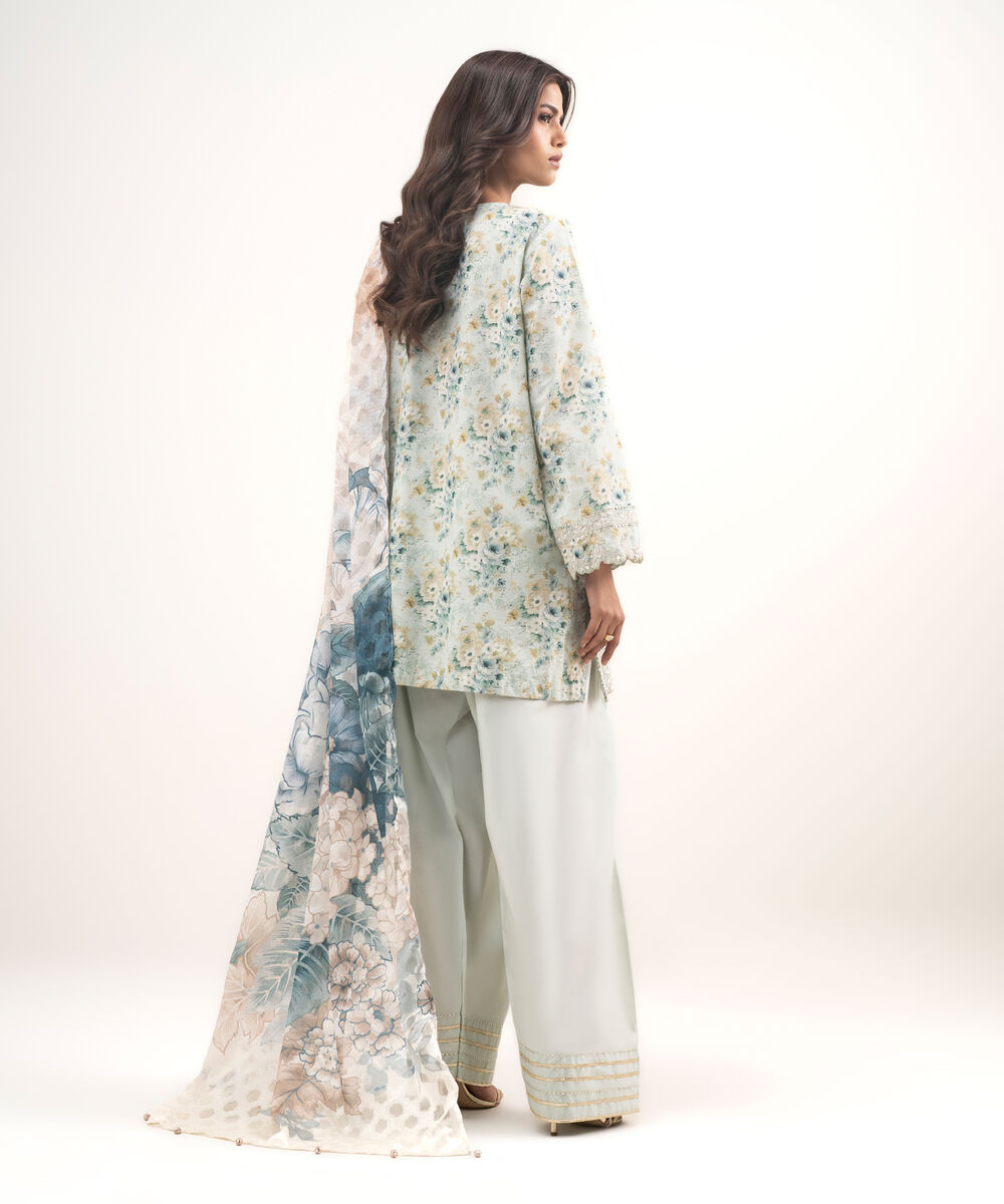 Women's RTW Zari Lawn Embroidered Green 3 Piece Suit