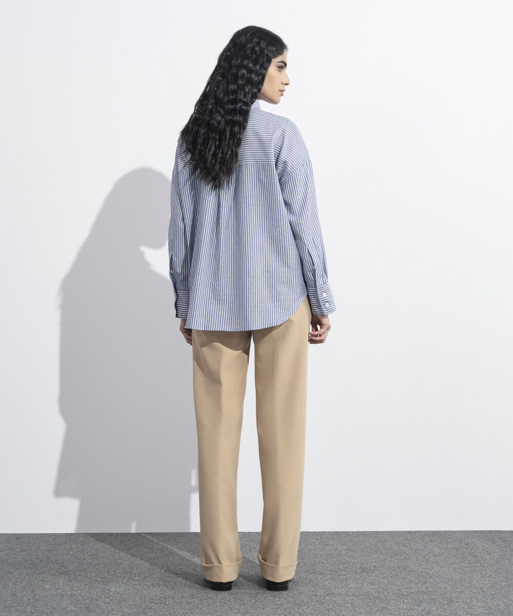 Women's Western Wear Light Blue Button Through Shirt