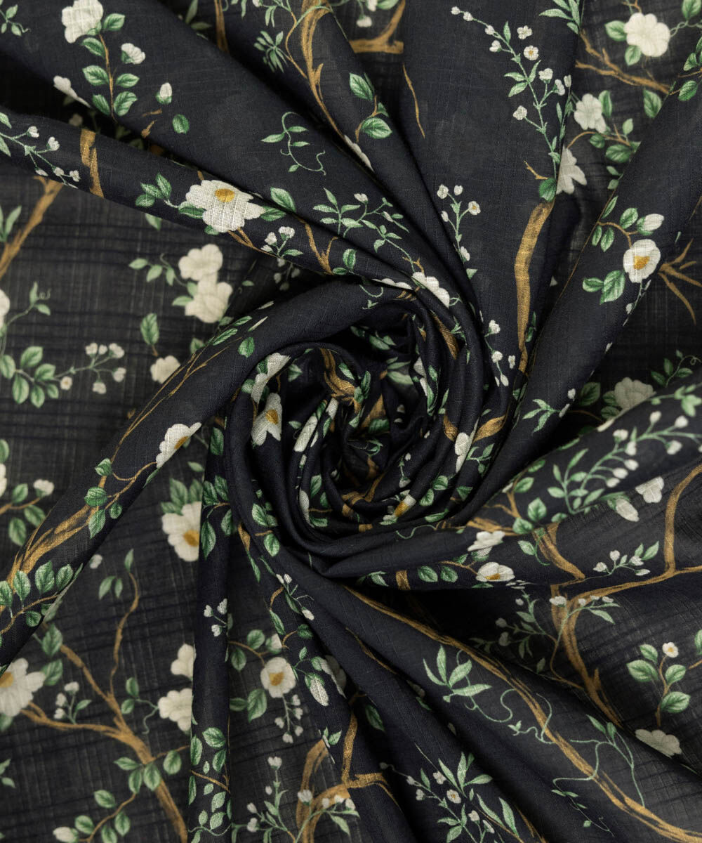 Textured Voile Black Printed Dupatta