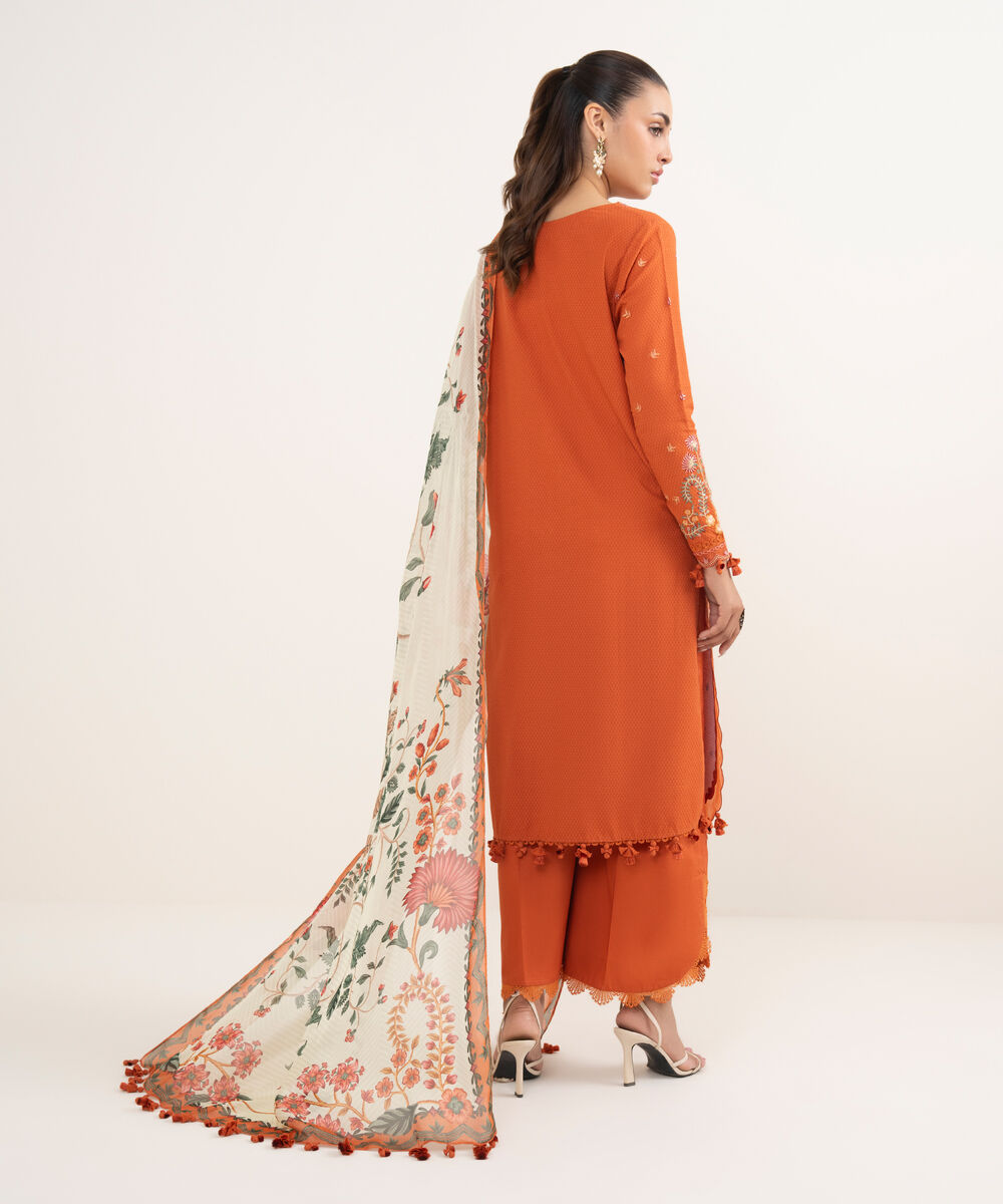 Women's Unstitched Dobby Dyed Three Piece Suit