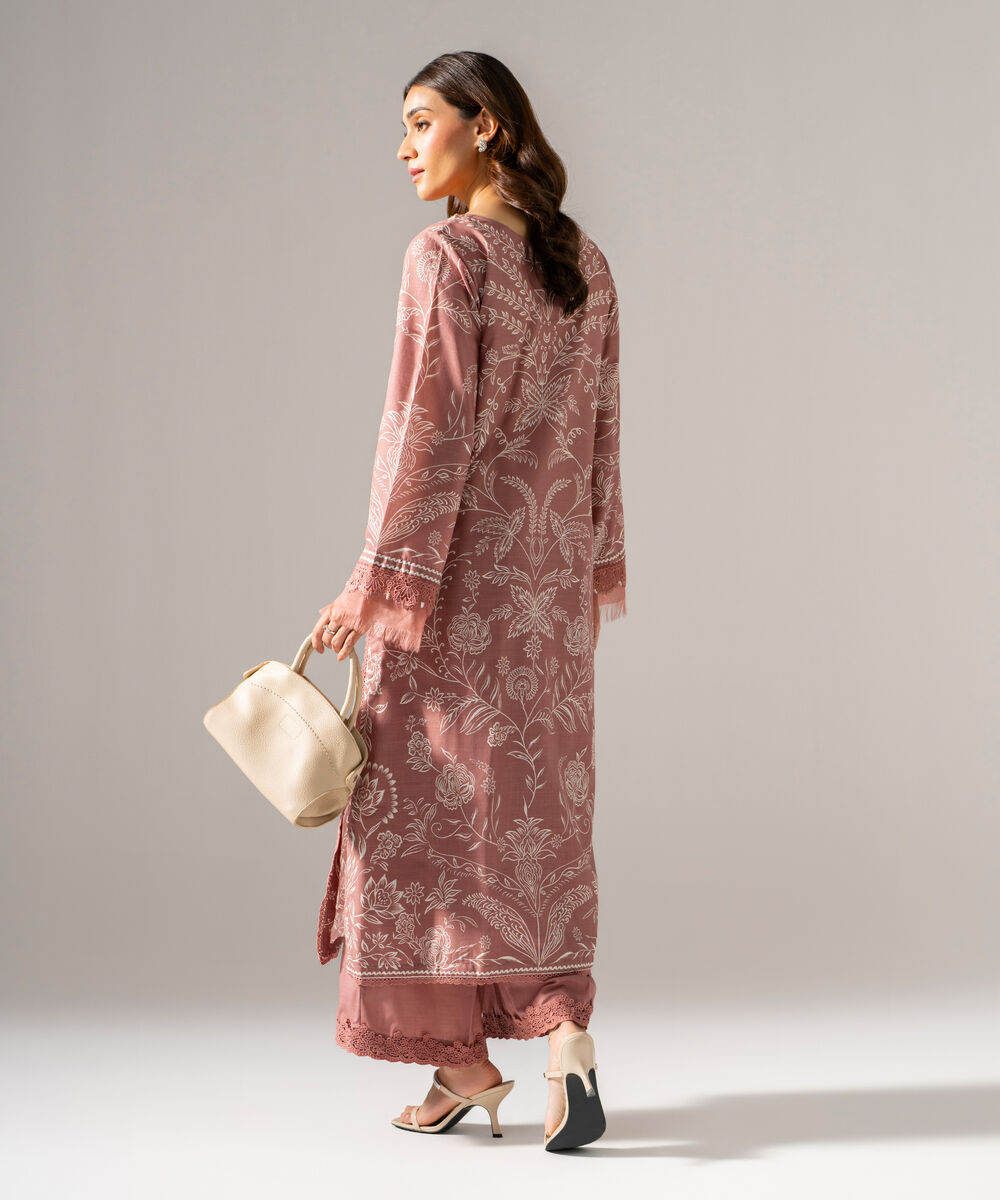 Women's RTW Cross Hatch Printed Pink Straight Shirt