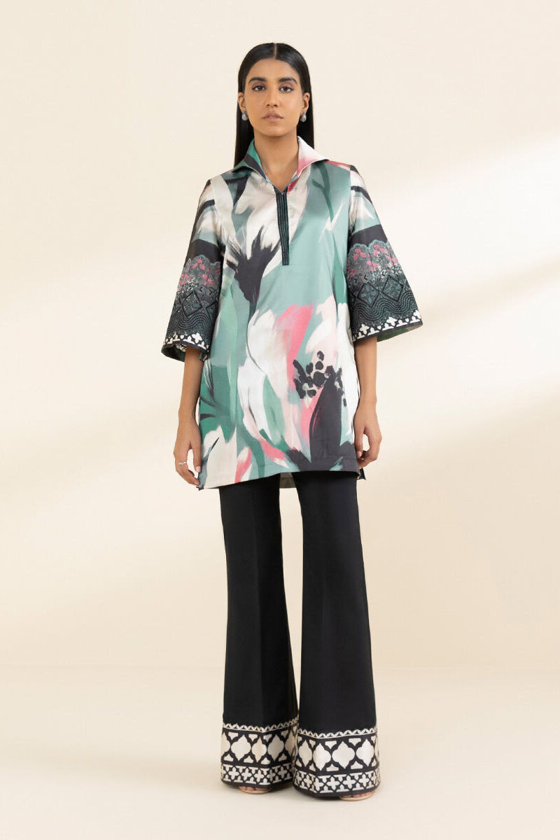 2 Piece - Embroidered Satin Suit