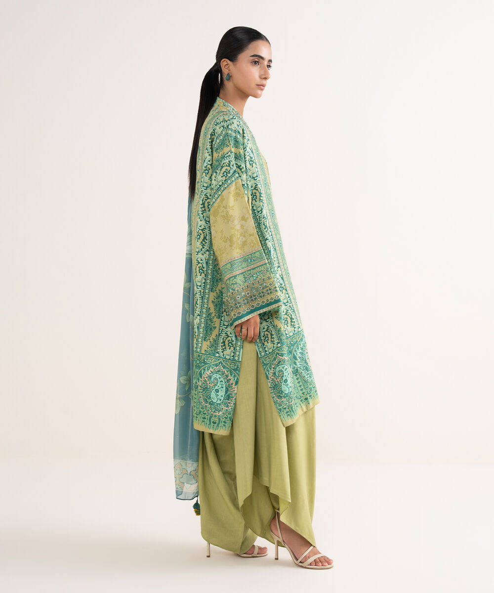 Women's Unstitched Lawn Embroidered Multi Three Piece Suit