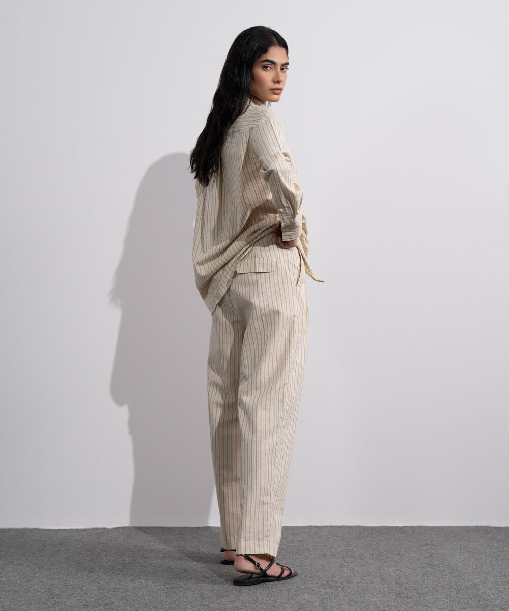 Women's Multi Stripe Printed Slouchy Trousers