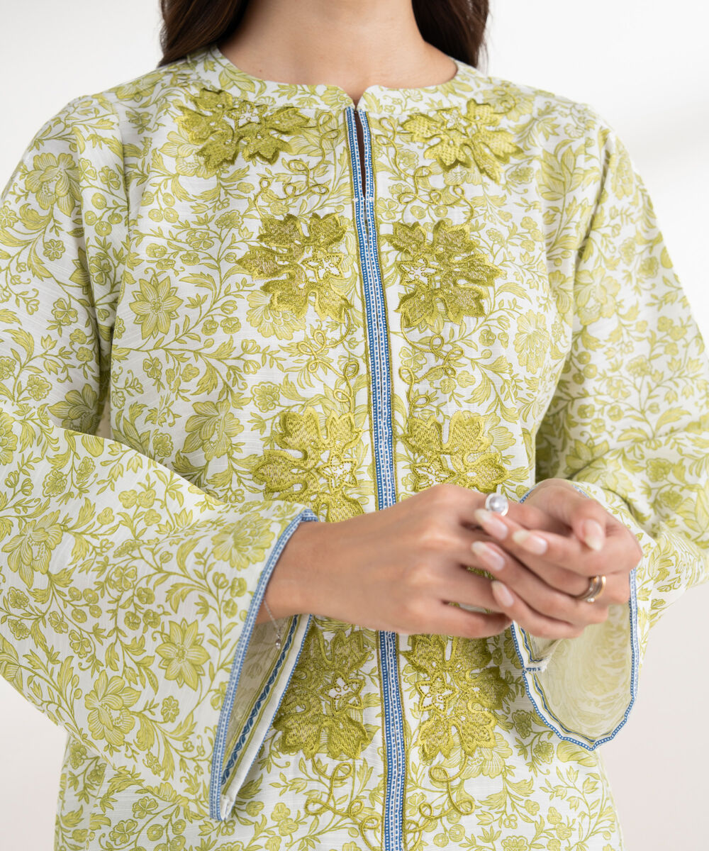 Women's RTW Light Khaddar Embroidered Straight Mint Green Shirt