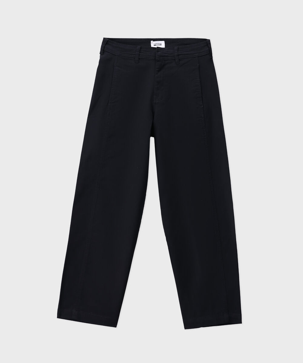 Women's Western Black Barrel Fit Chino Trousers
