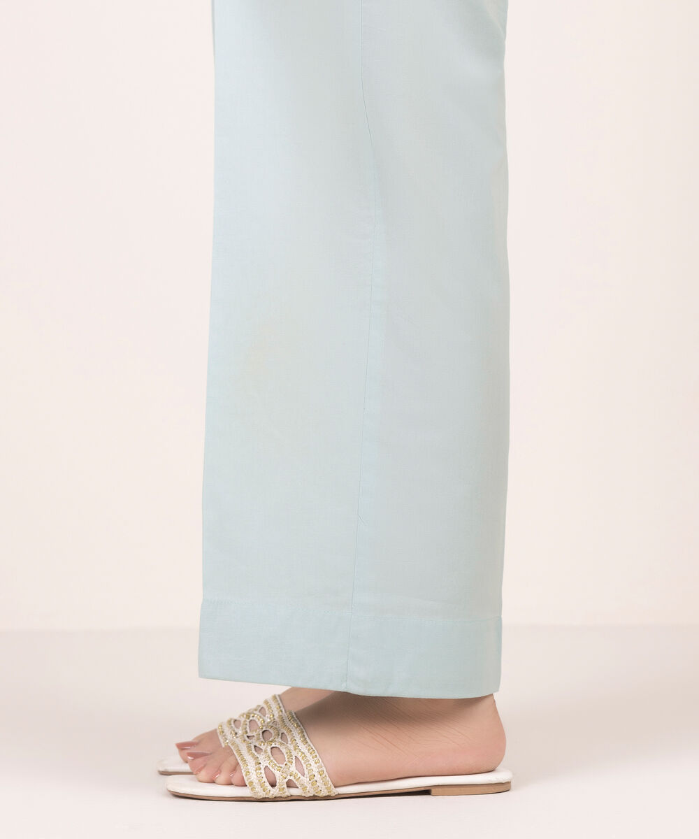 Women's RTW Cotton Viscose Solid Blue Culottes