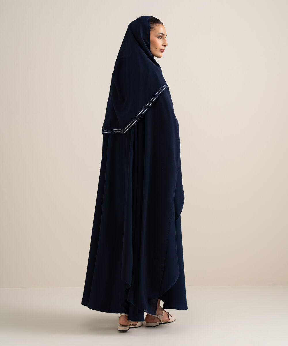 Women's Navy Blue Kaftan Abaya Set