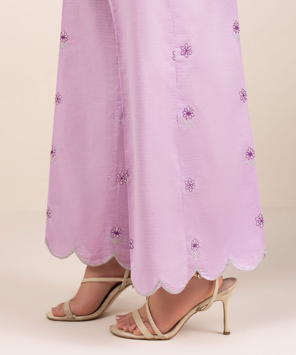 Women's RTW Dobby Embroidered Purple Culottes