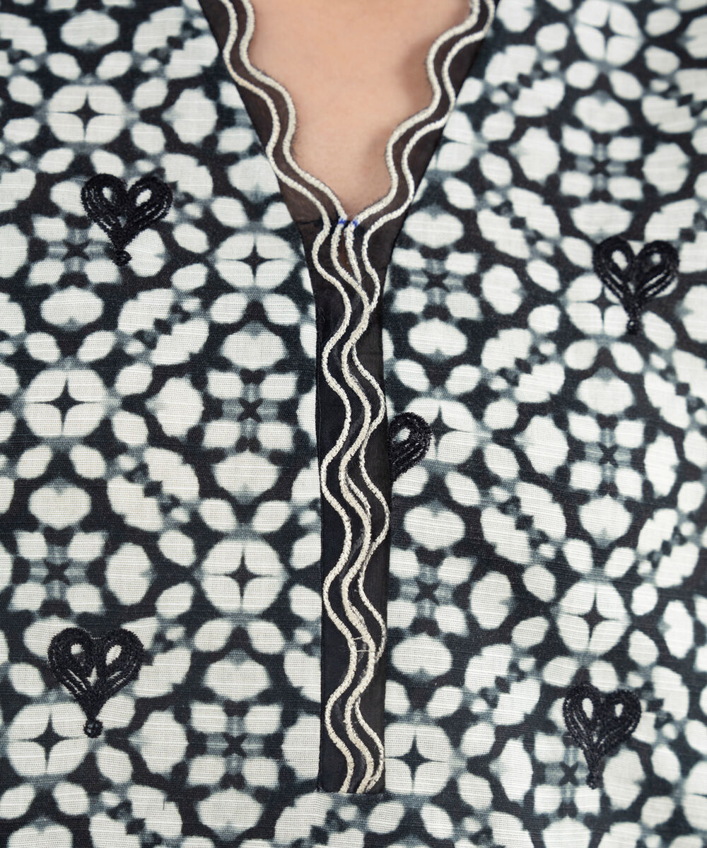 Women's RTW Khaddar Embroidered Black Shirt