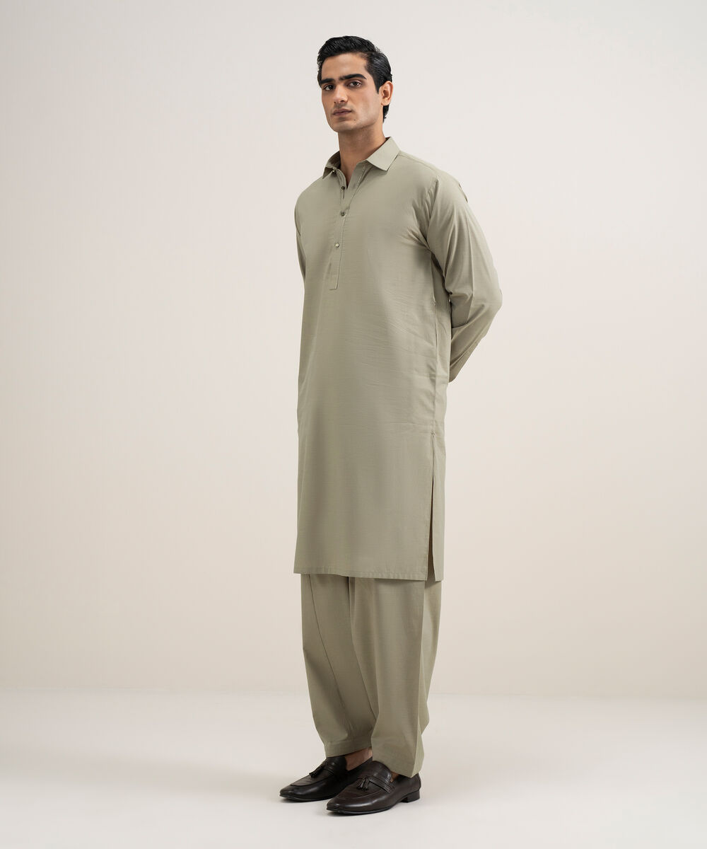 Men's Stitched Premium Yarn Dyed Cotton Beige Suit