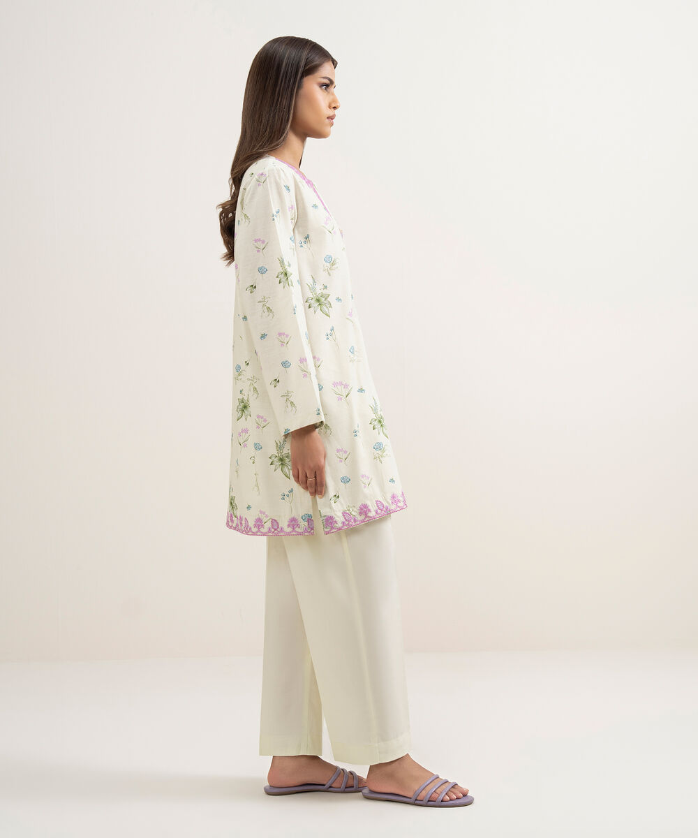 Women's RTW Cambric Embroidered Mint Green Straight Shirt