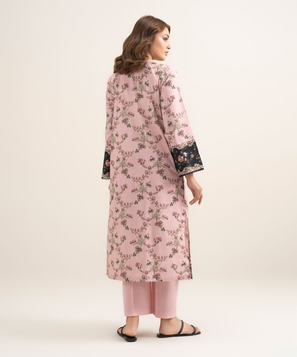 Women's RTW Lawn Embroidered Pink A-Line Shirt