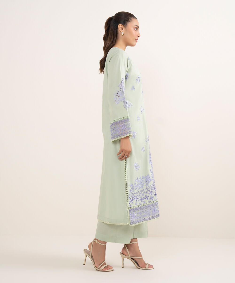 Women's RTW Cambric Mint Green Dyed Aline Shirt