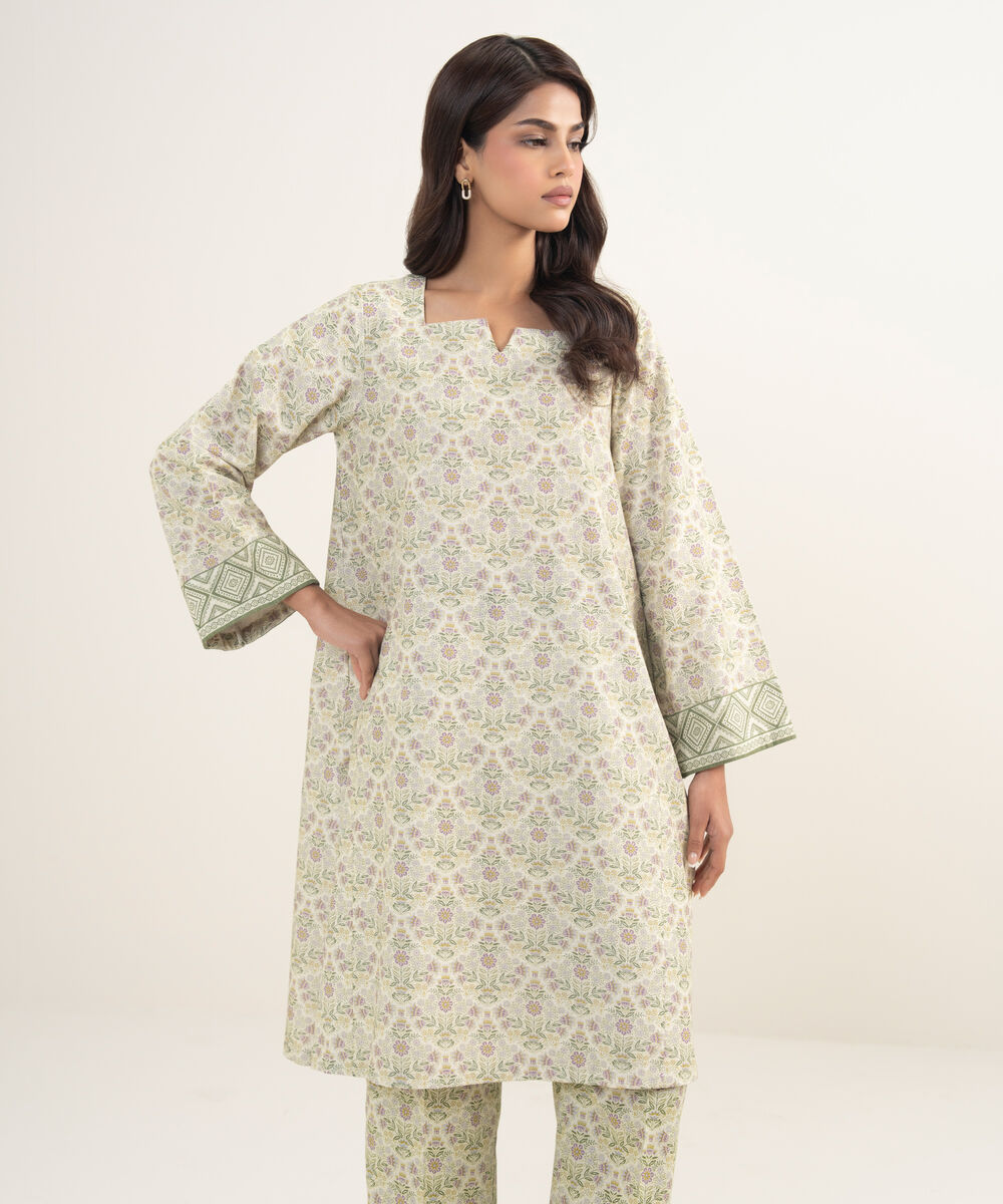 Women's Unstitched Twill Off white  3 Piece Suit