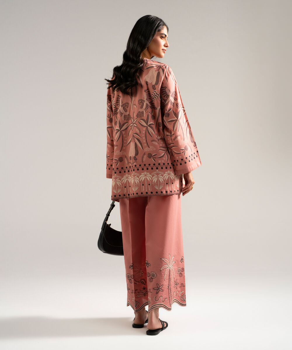 Women's RTW Dobby Printed Pink Straight Shirt