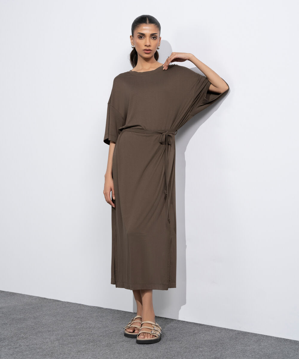 Women's Brown Flowing Maxi Dress
