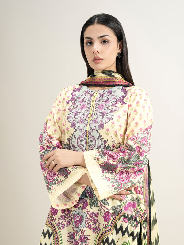 3 Piece - Printed Silk Suit