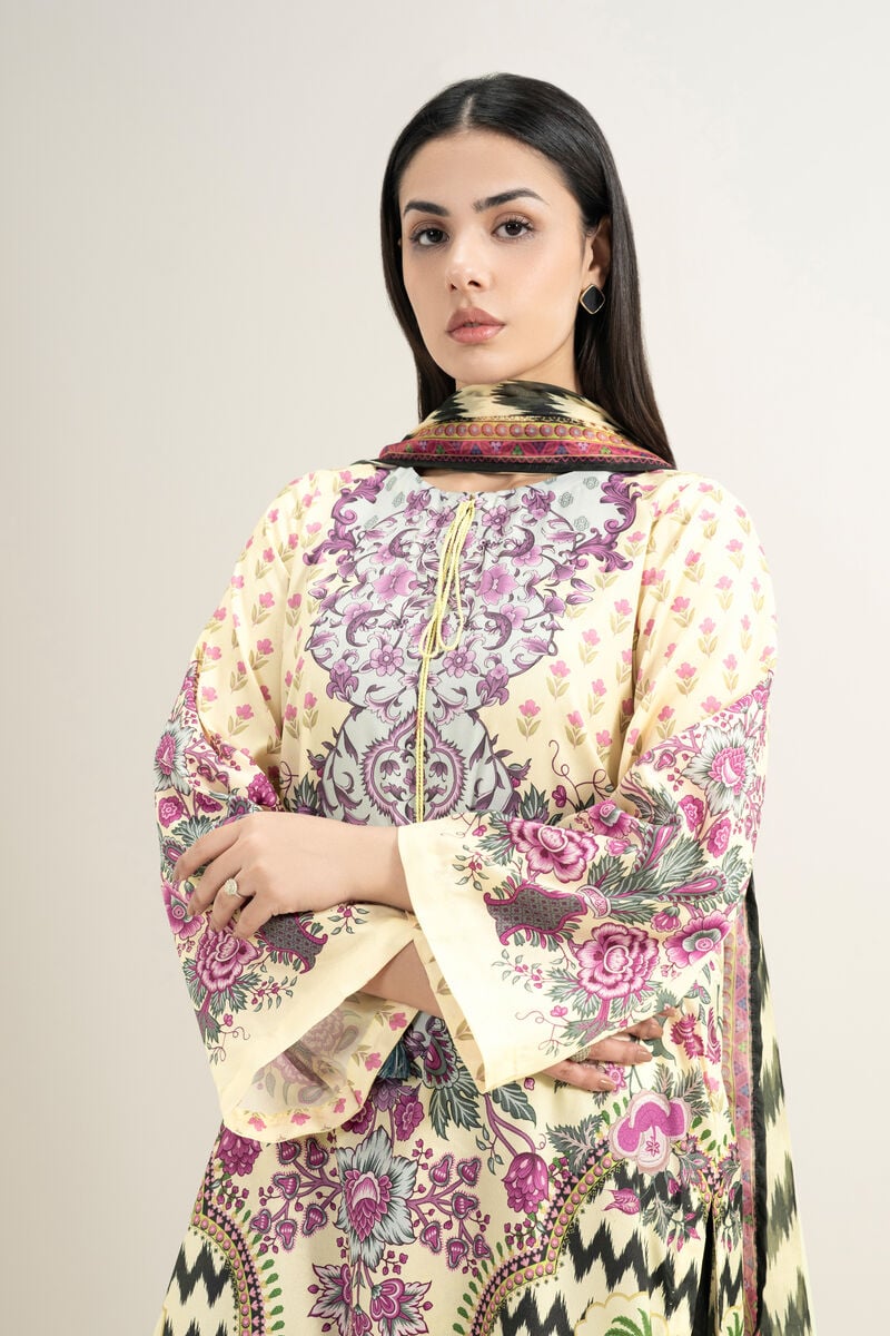 3 Piece - Printed Silk Suit