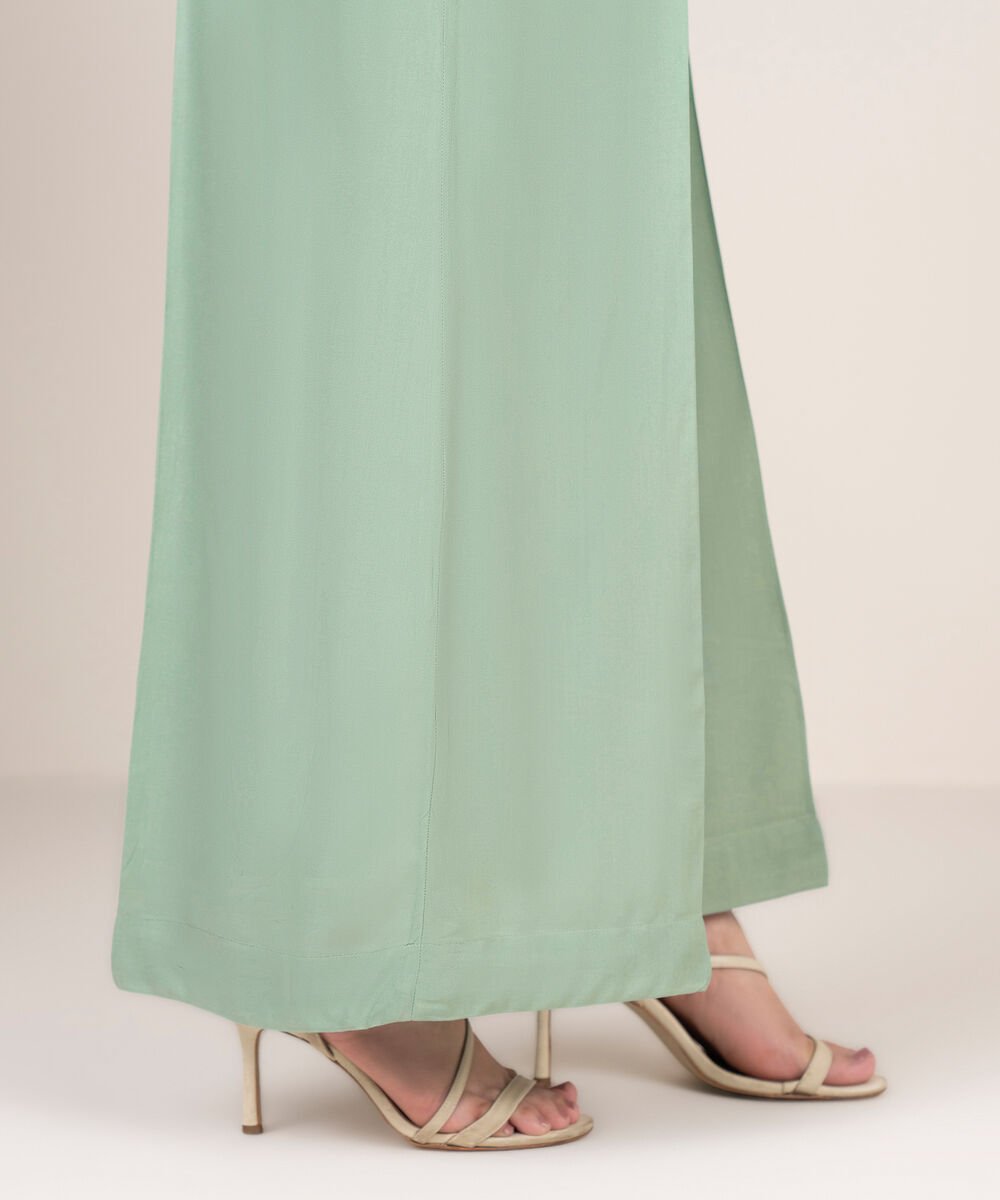 Women's RTW Khaddar Solid Grey Flared Pants