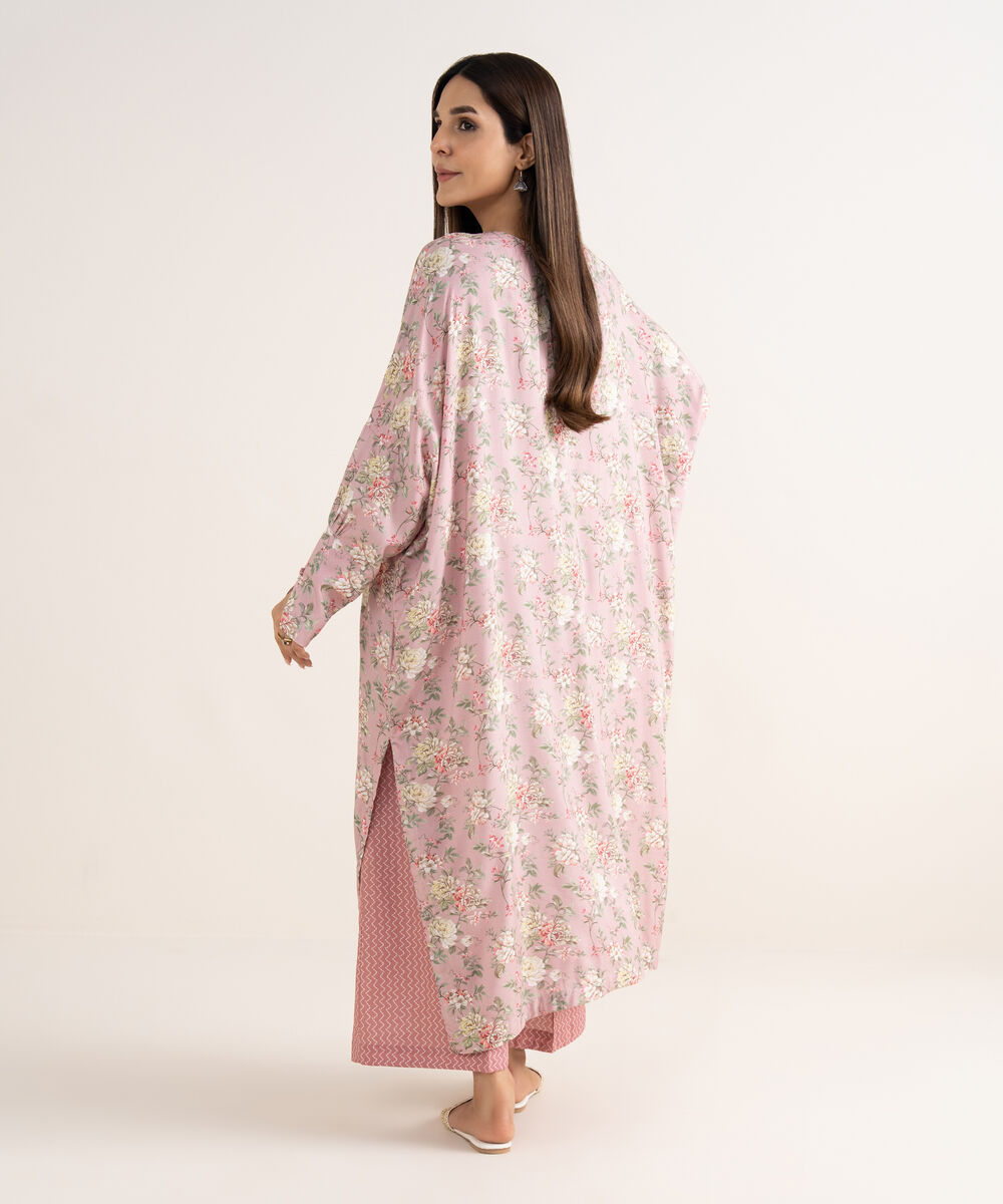 Women's RTW Arabic Lawn Light Pink Printed Drop Shoulder Shirt