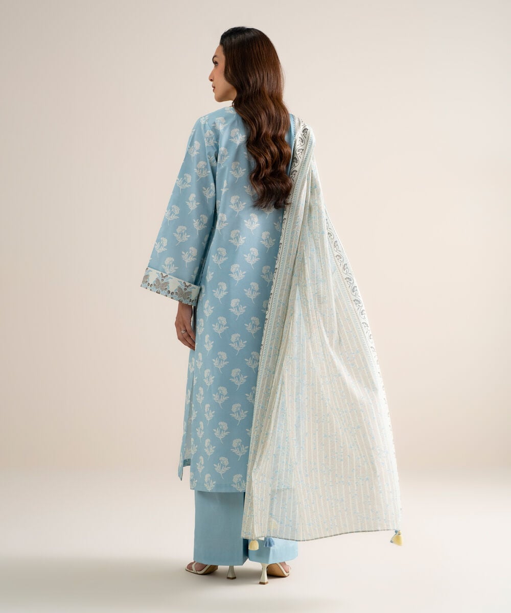 3 Piece - Printed Lawn Suit — Sapphire view 3