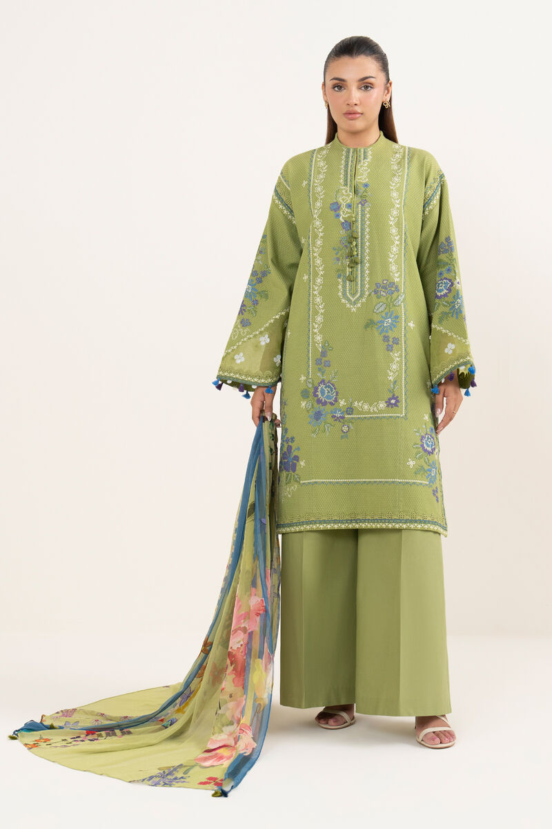 3 Piece - Embroidered Dobby Suit