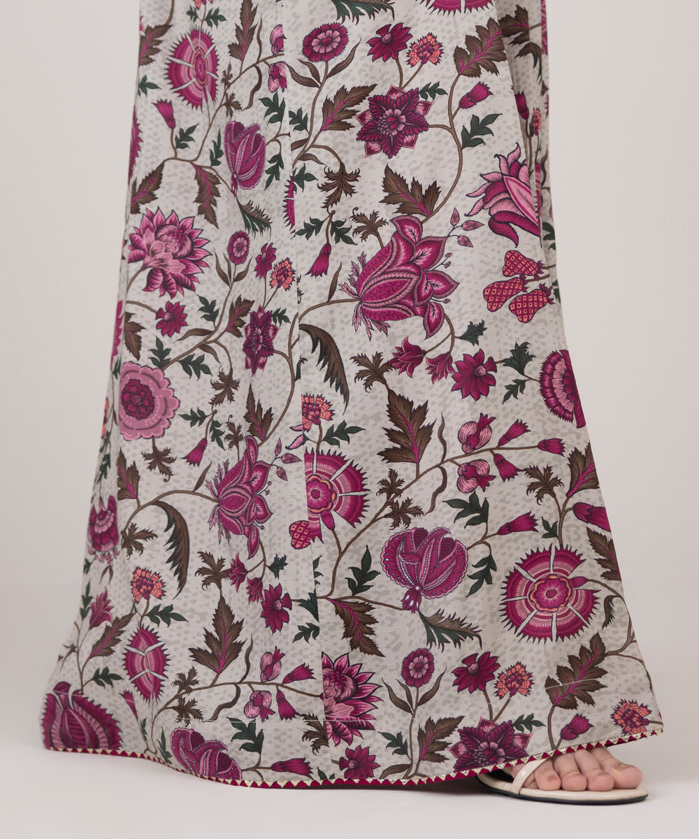 Women's RTW Viscose Raw Silk Multi Printed Flared Pants