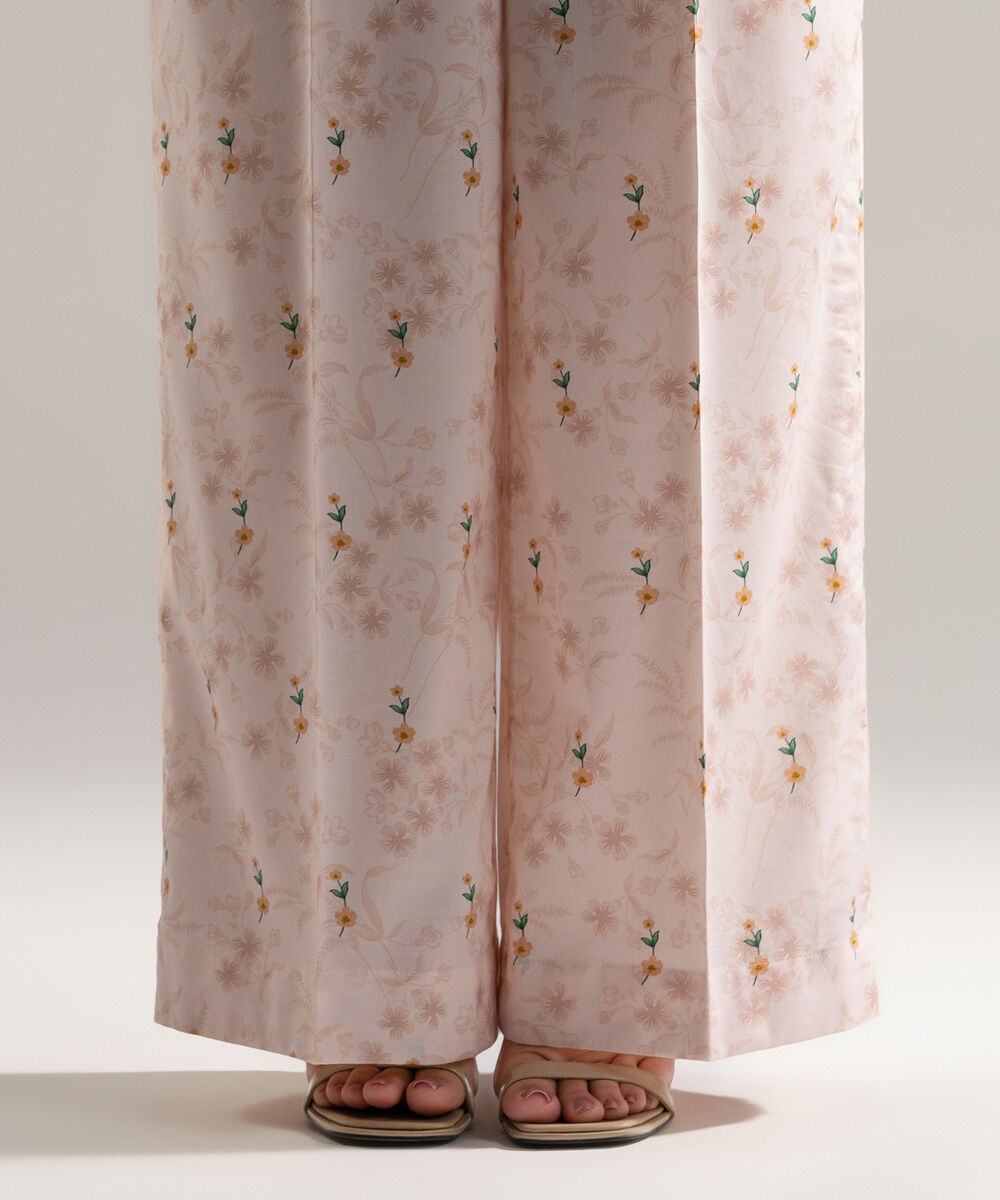 Women's RTW Cotton Viscose Printed Pink Culottes