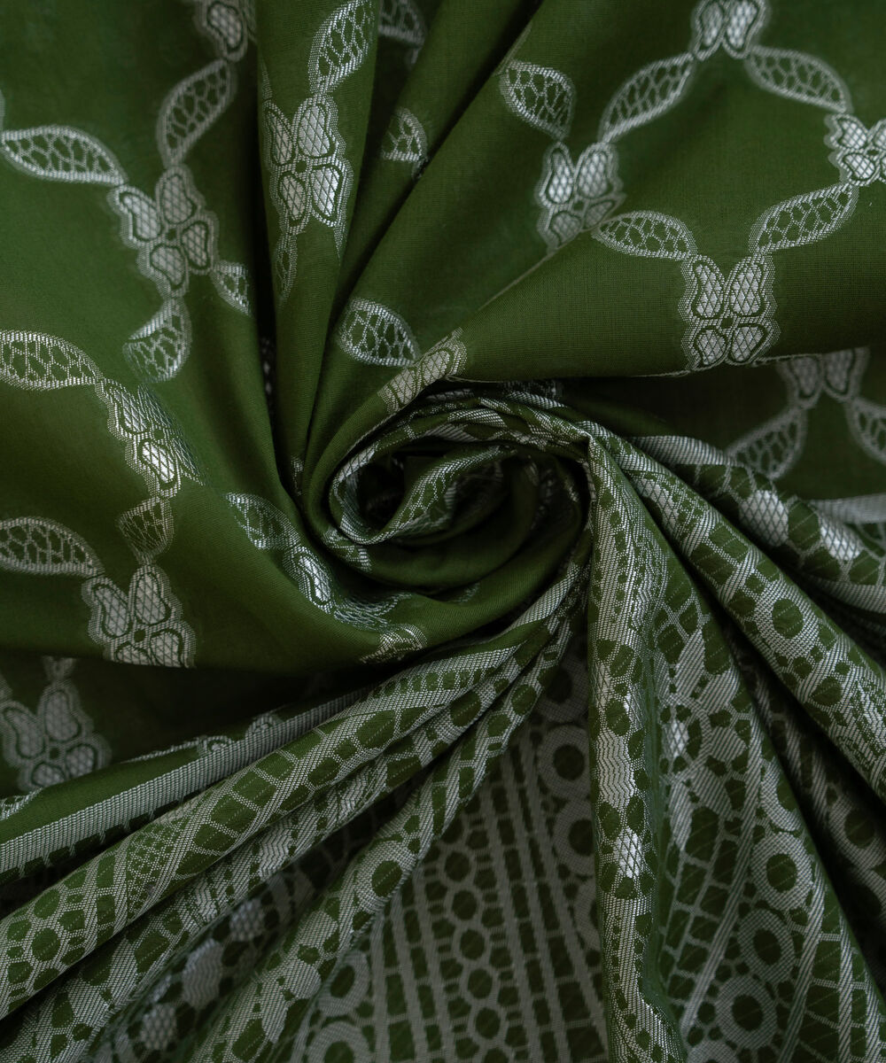 Extra Weft Jacquard Green Solid Dupatta