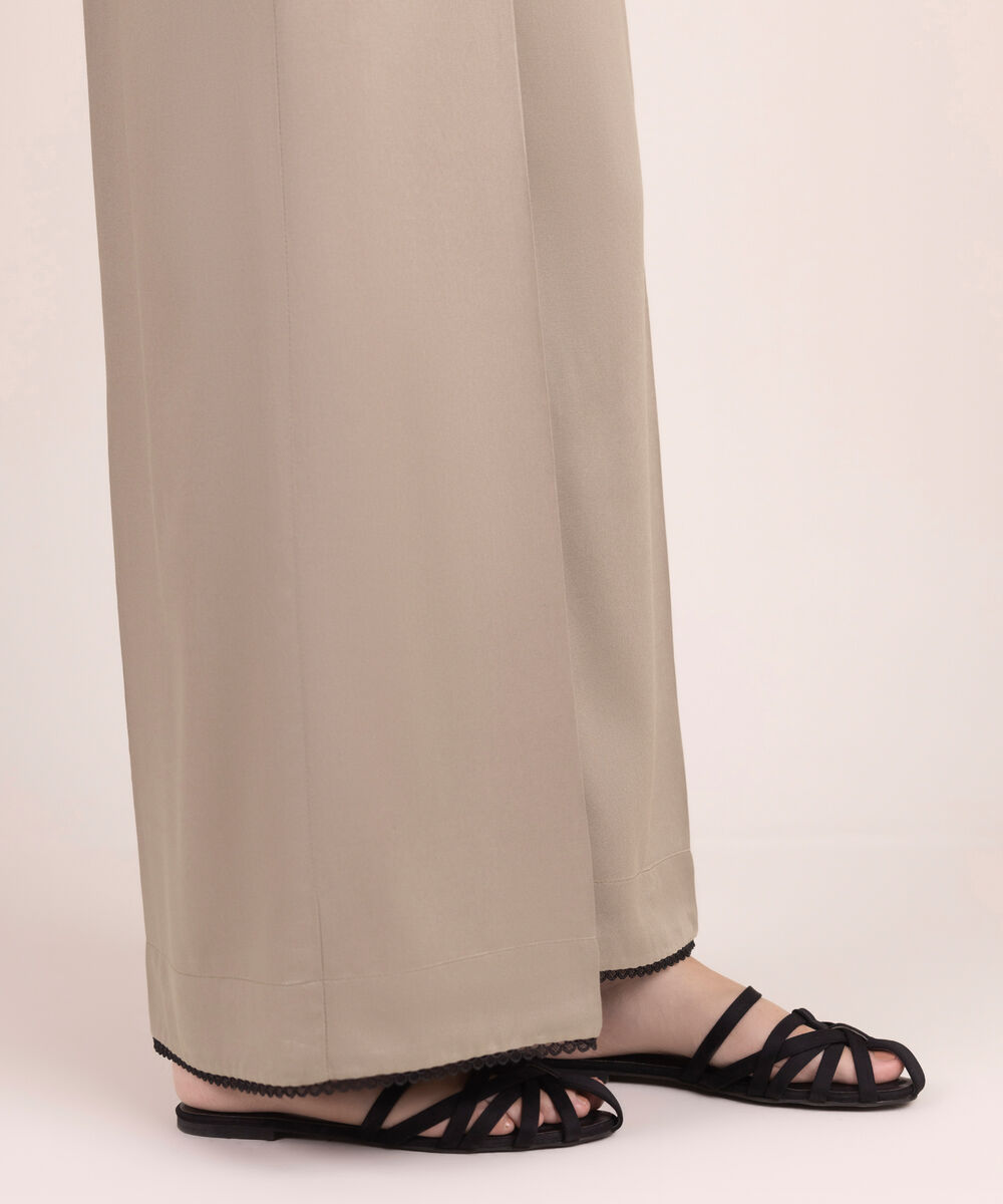 Women's RTW Viscose Marina Solid Grey Flared Pants