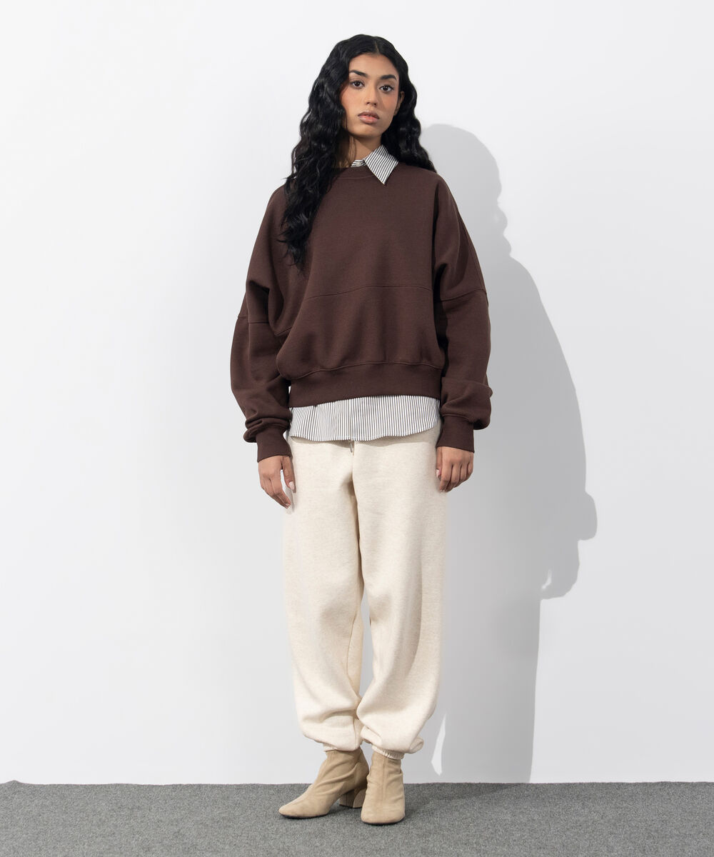 Women's Western Wear Brown Oversized Fleece Sweatshirt