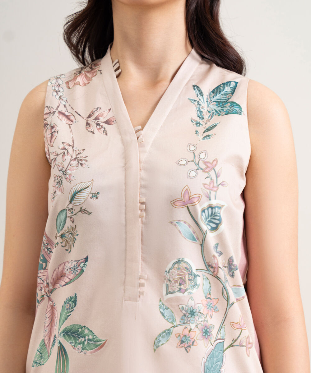 Women's Unstitched Lawn Printed Light Pink 2 Piece Suit