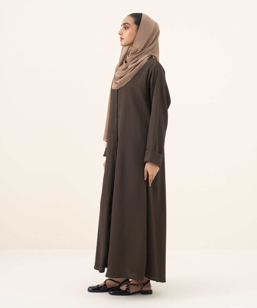 Women's olive button through Abaya