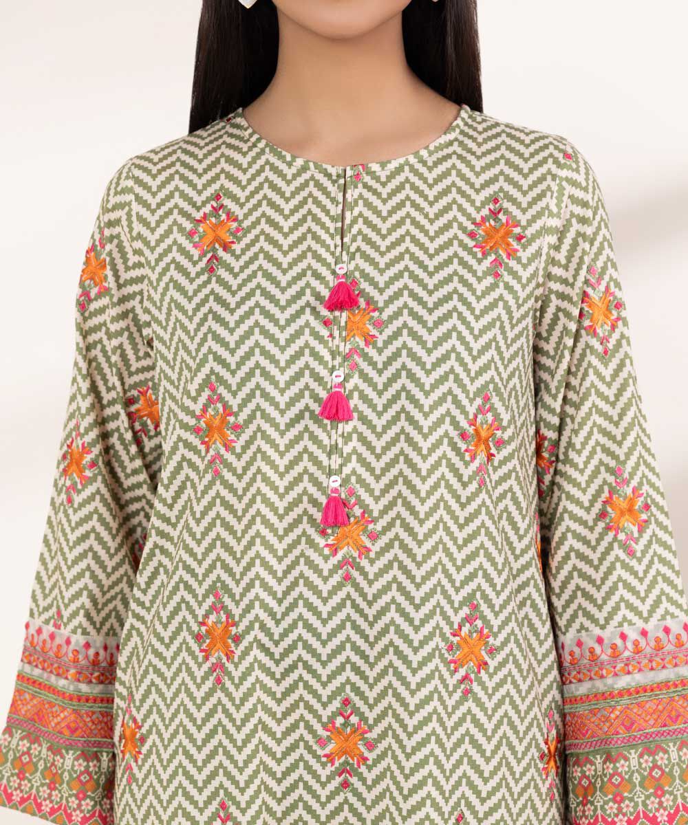 Women's RTW Cotton Viscose Multi Embroidered A-Line Shirt