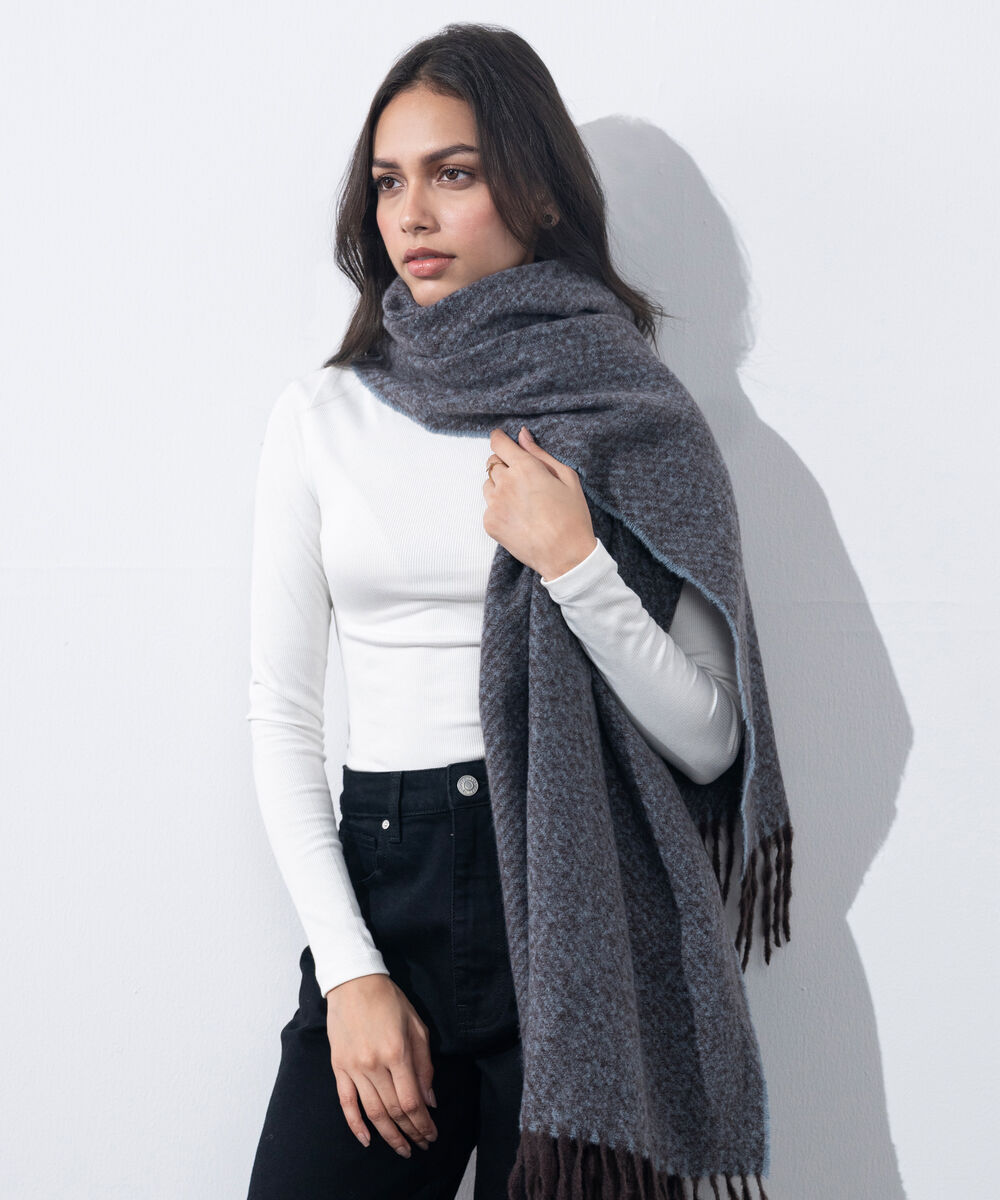 Women's Western Wear Grey & Brown Woollen Scarf