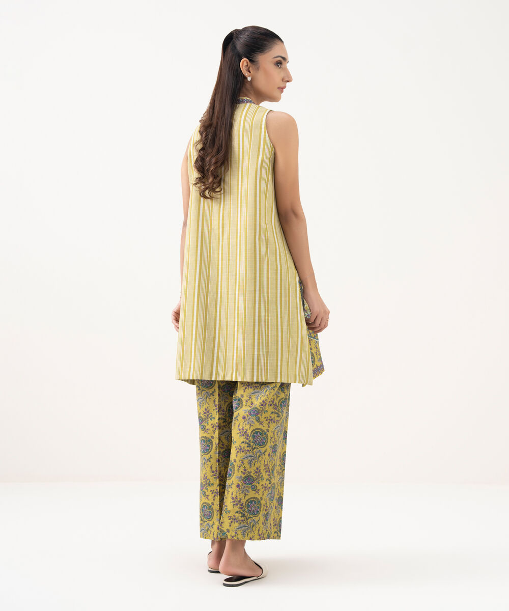 Women's Unstitched Khaddar Embroidered Yellow 2 Piece Suit