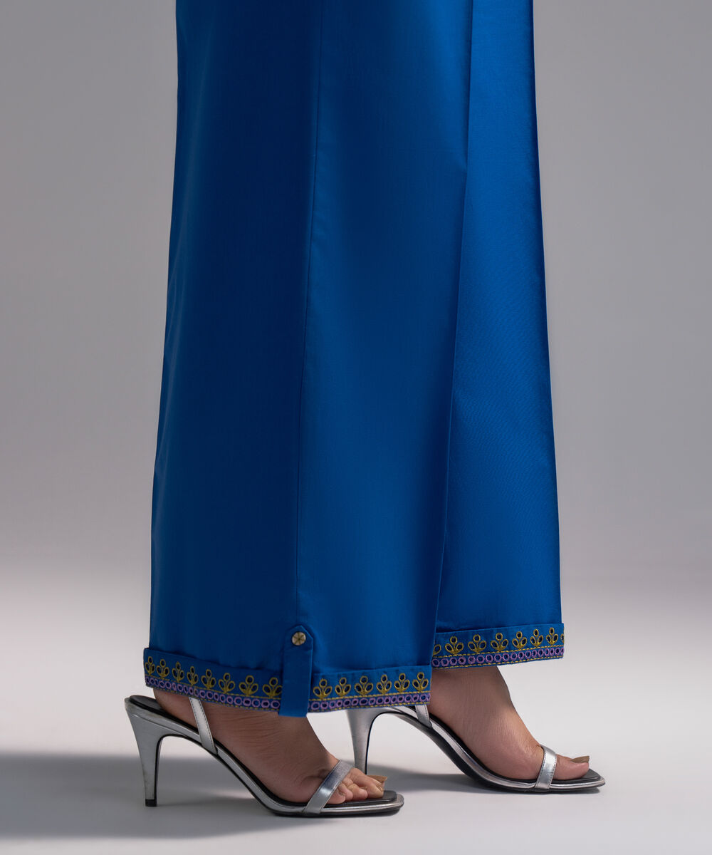 Women's RTW Cambric Embroidered Dark Blue Culottes